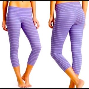 Athleta Brand Purple & White Striped Capris